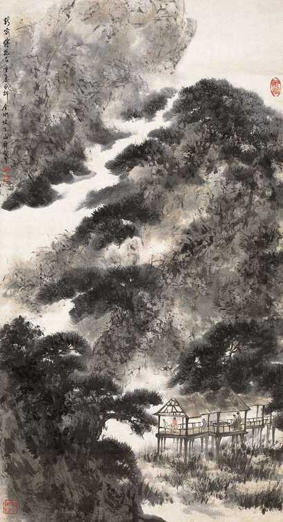 傅抱石 高士论艺图 立轴